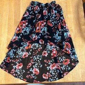 Floral high low skirt. Short in front/long in back.